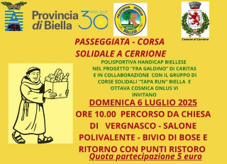 Cerrione - Passeggiata-Corsa Solidale: sport e beneficenza per le famiglie in difficoltà